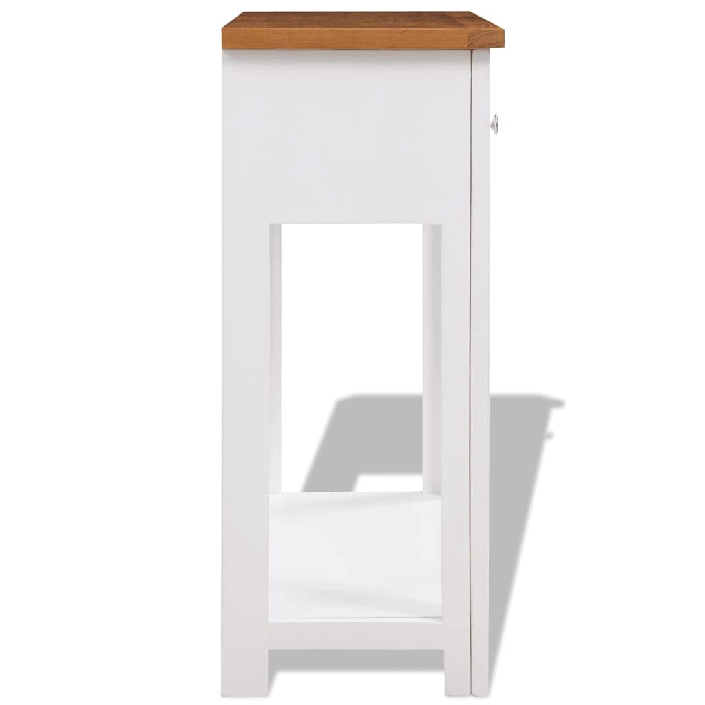 Solid Oak Wood Console Table with 2 Drawer and Shelf M4765