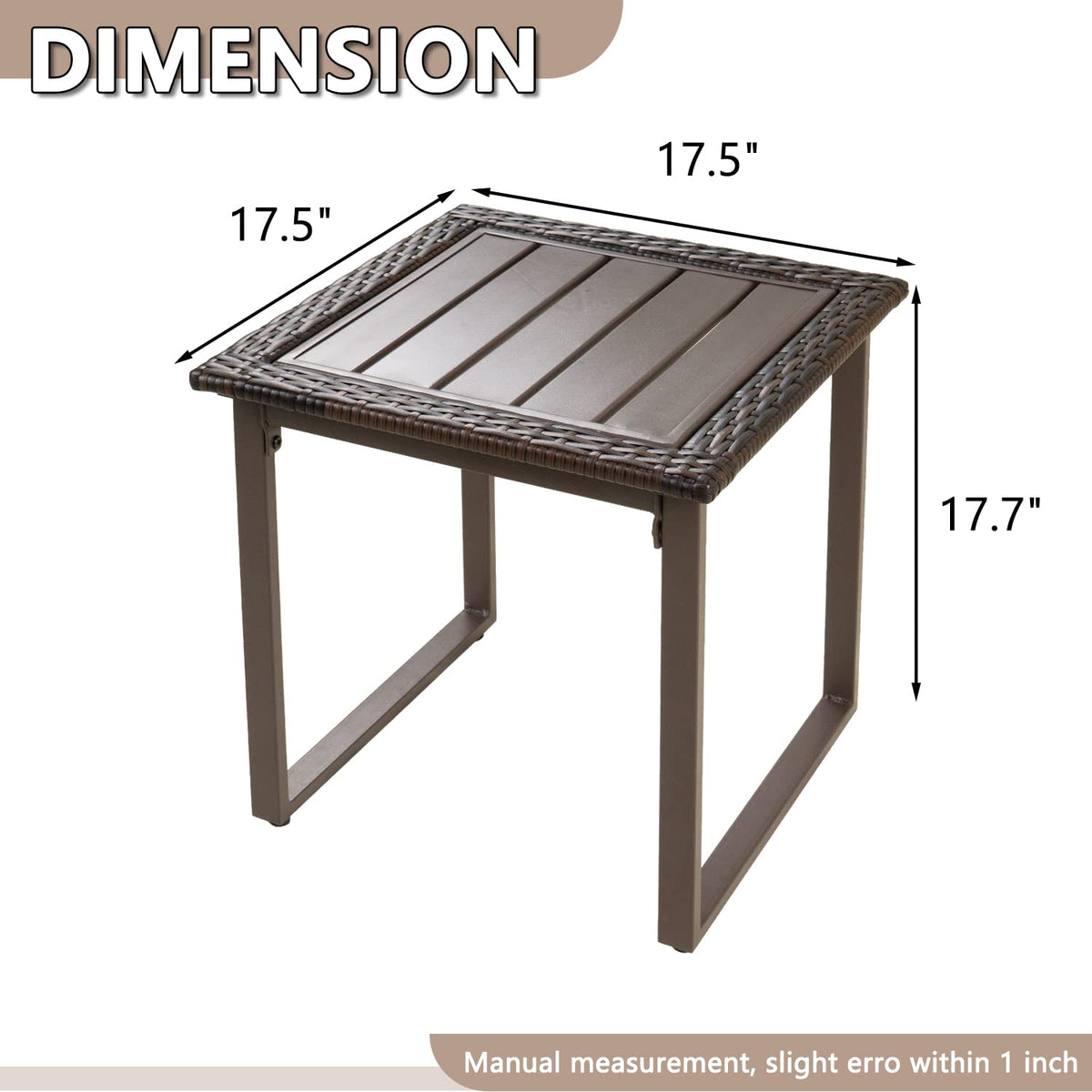Brown Wicker Outdoor Side Table Set of 2 X67008