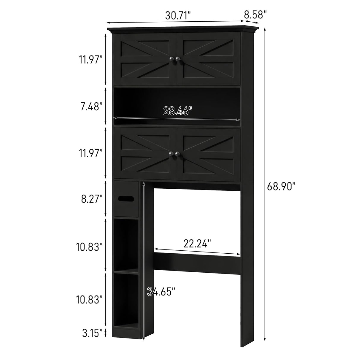 Wooden Over The Toilet Storage Cabinet with Barn Door O783096