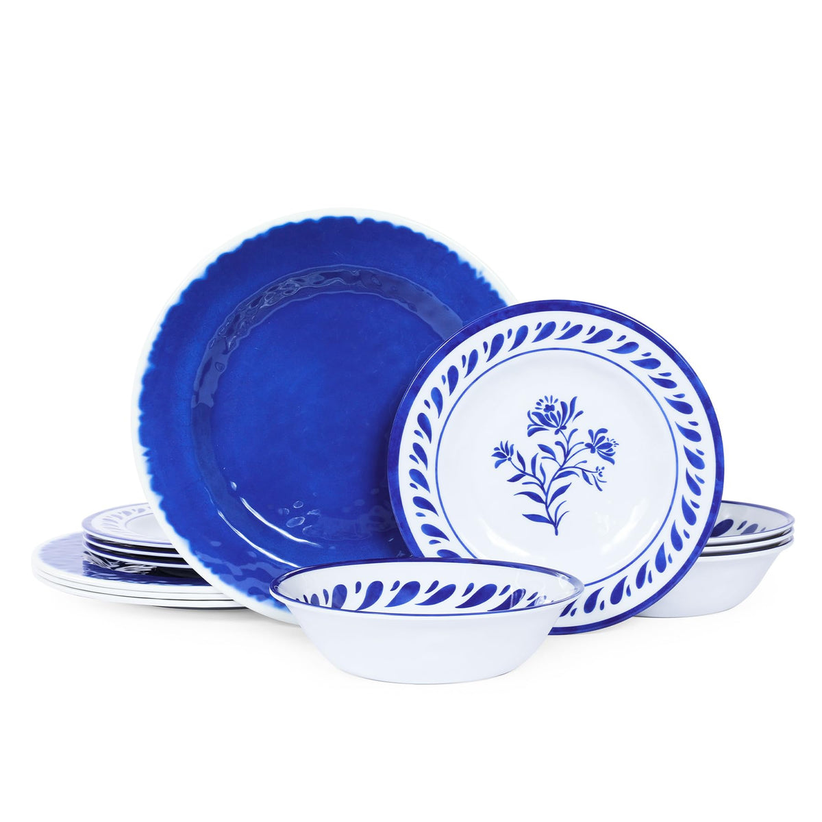 Blue 12-Piece Melamine Dinnerware Set D581488
