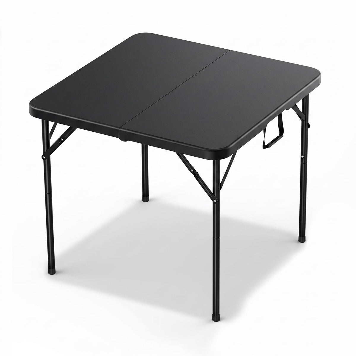 34" Square Folding Card Table with Built-in Handle, Black K361