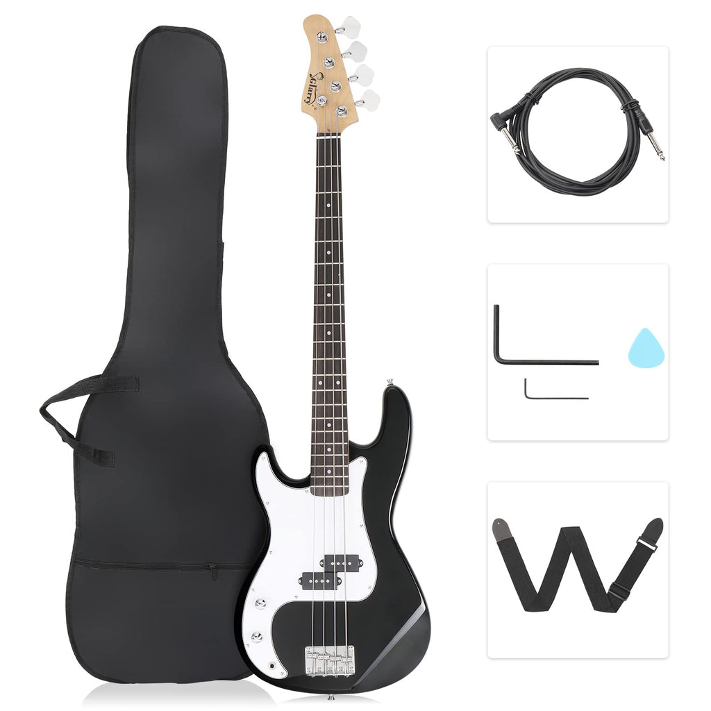 Left Hand 4 String Electric Bass Guitar Kit with Bag Black K744138