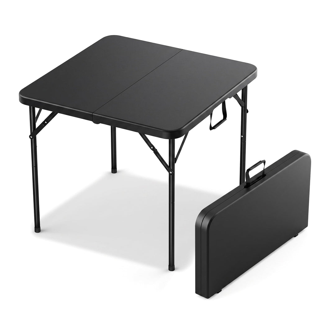 34" Square Folding Card Table with Built-in Handle, Black K361