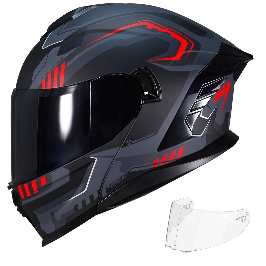 Dual Visor Flip up Modular Full Face Motorcycle Helmet I3998