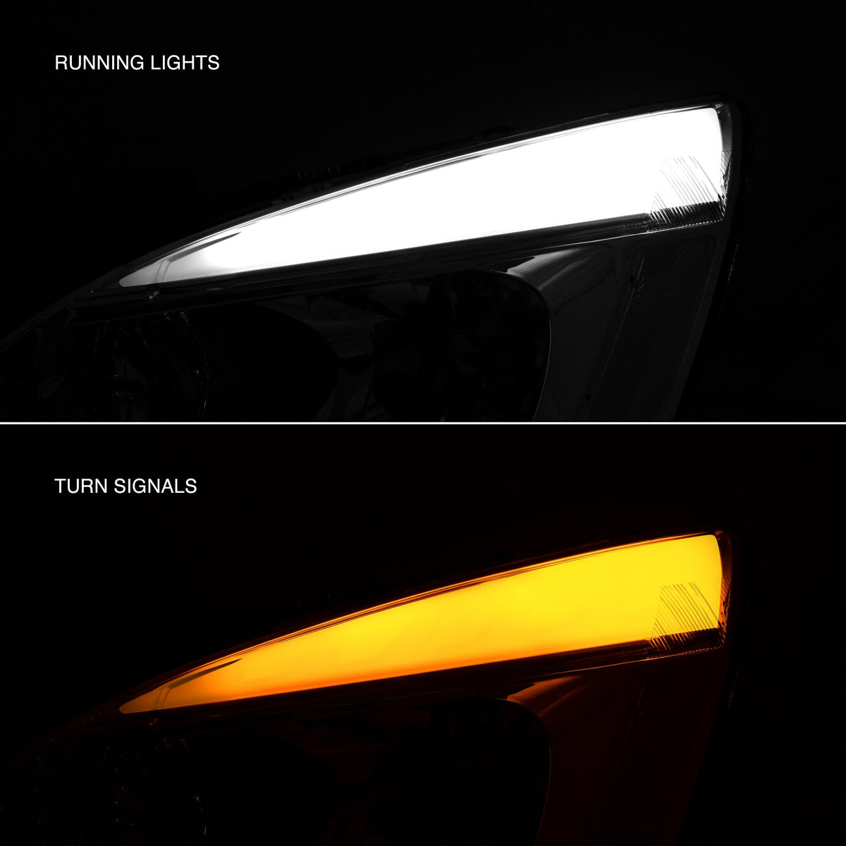 Chrome Housing Clear Lens LED Head Lights Turn Signal Lamps Assembly Pair Z8944