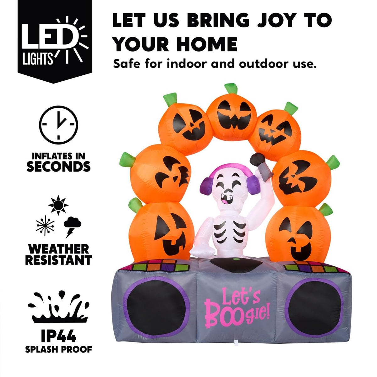 6 FT Inflatable Music Skeleton and Pumpkin with Colorful LEDs H5793