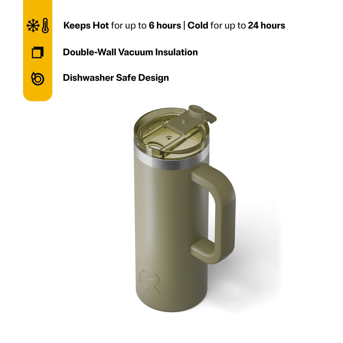 20oz Ceramic Lined Travel Mug with Lid and Handle V2196