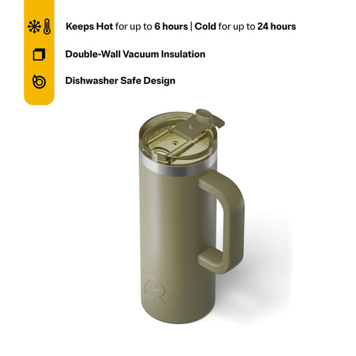 20oz Ceramic Lined Travel Mug with Lid and Handle V2196