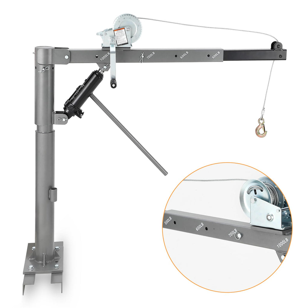 1000 LBS Hydraulic Pickup Truck Crane Hoist Q532797