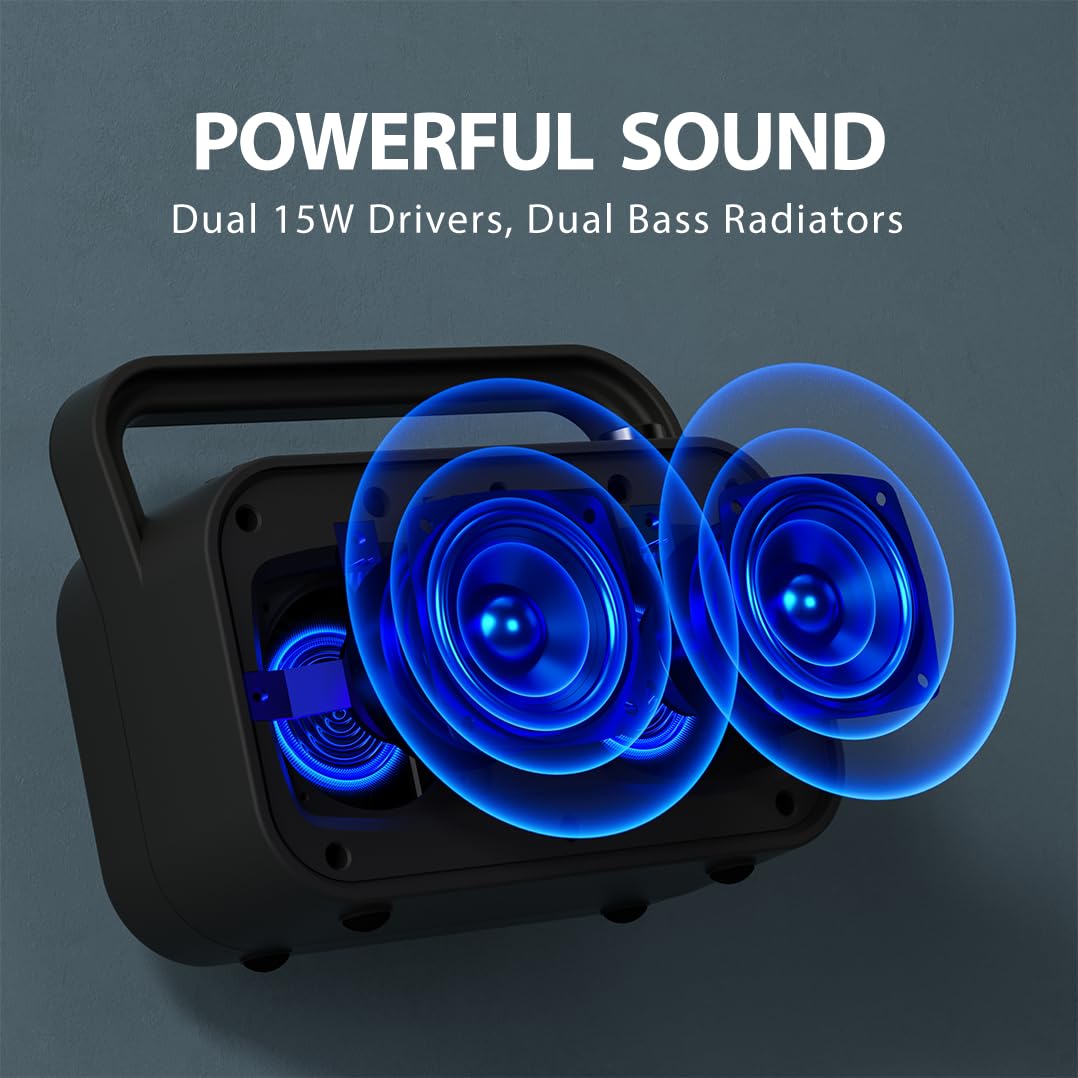 Portable FM Radio with 30W Stereo Bluetooth Speaker G262