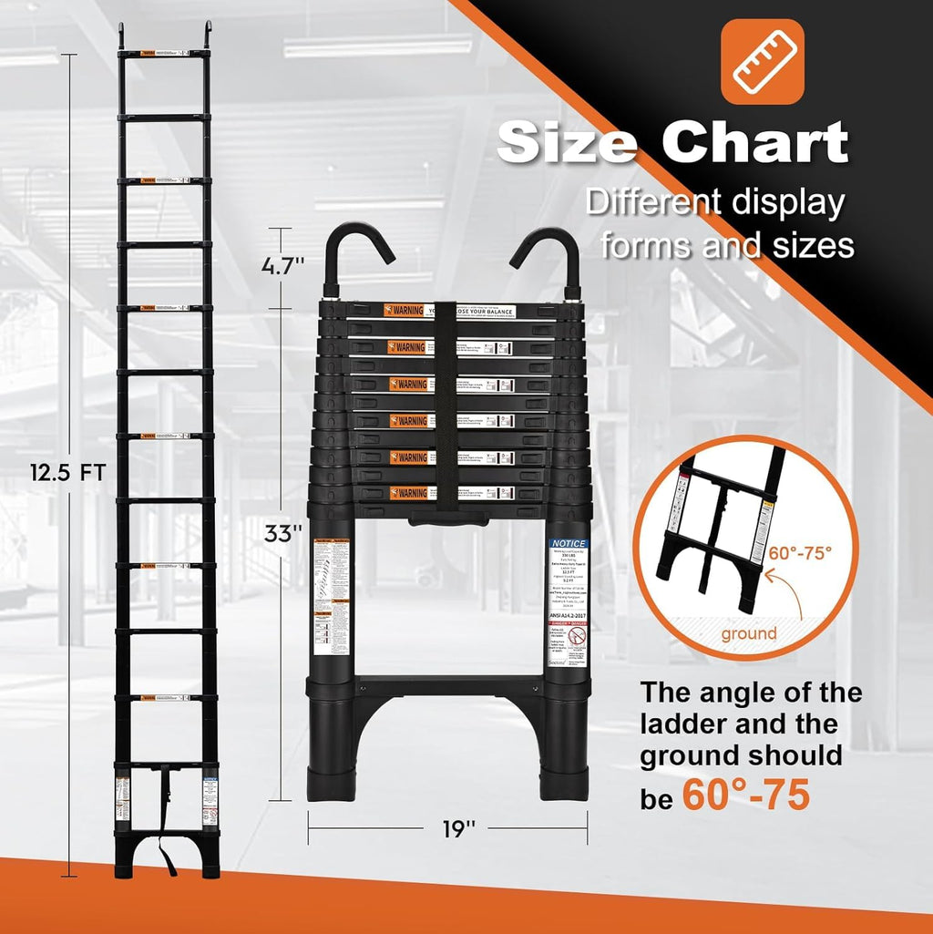 12.5FT Telescoping Extension Ladder S633