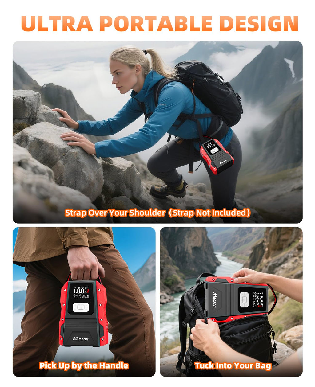 Portable 12V Jump Starter with Air Compressor and 150PSI Tire Inflator P830048