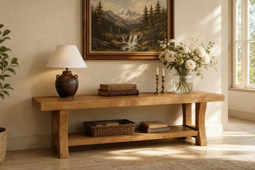Brown Solid Wood 2-Tier TV Stand B584298