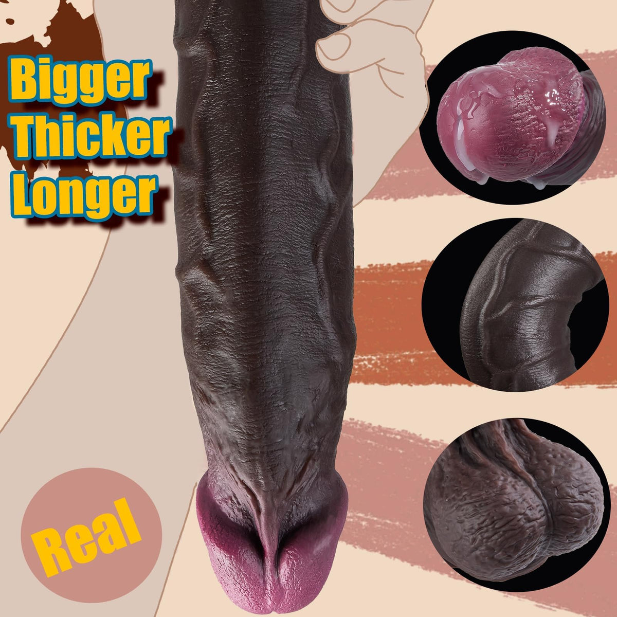 12" Thick Black Dildo C131811
