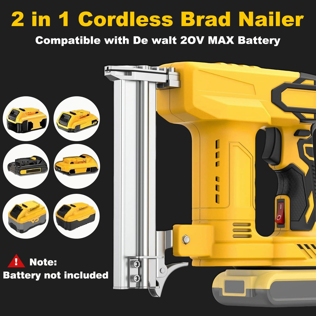 2 in 1 Cordless Brad Nailer 18 Gauge Electric Nail Gun L8572