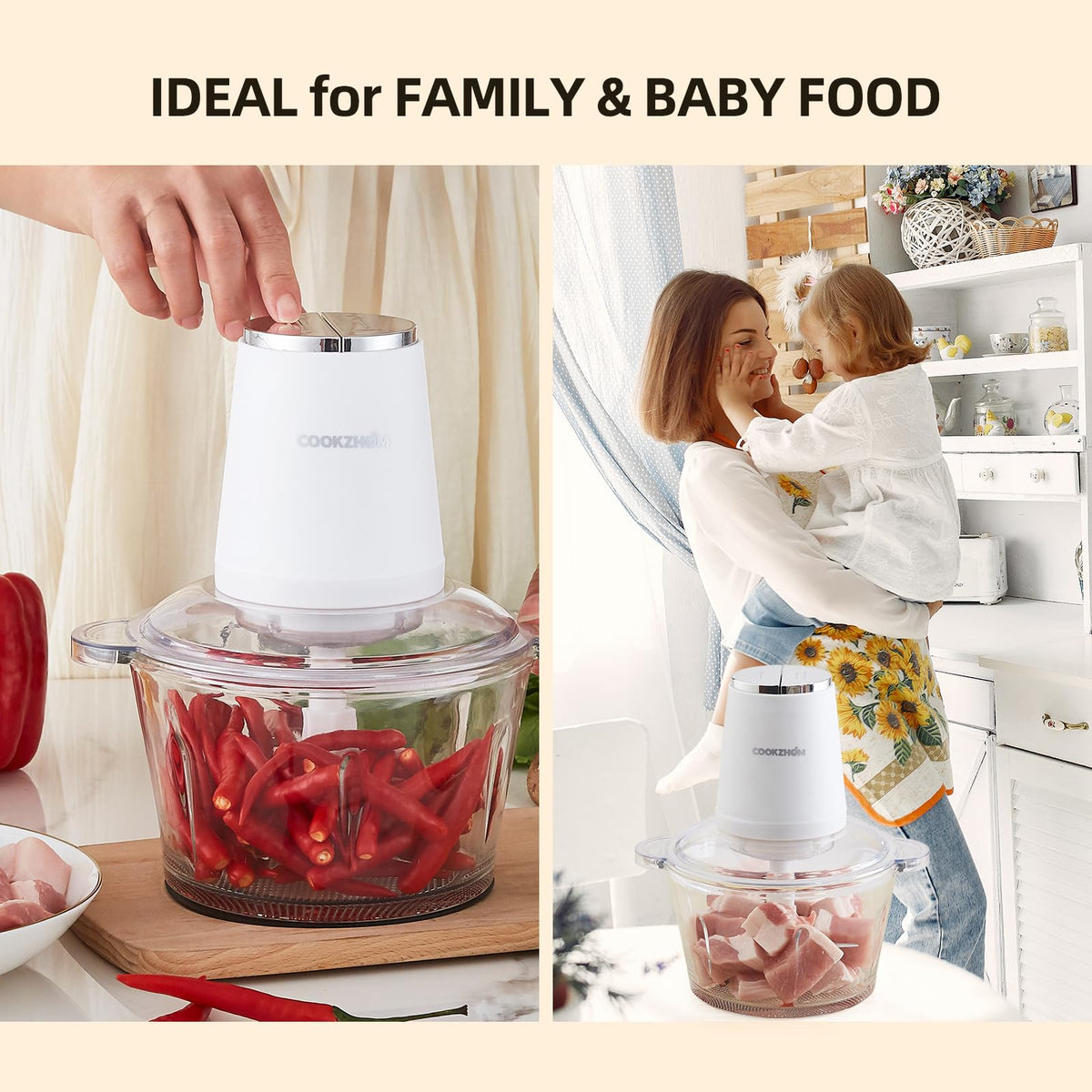 500W Stainless Steel 8-Cup Glass Bowl Food Processor D562642