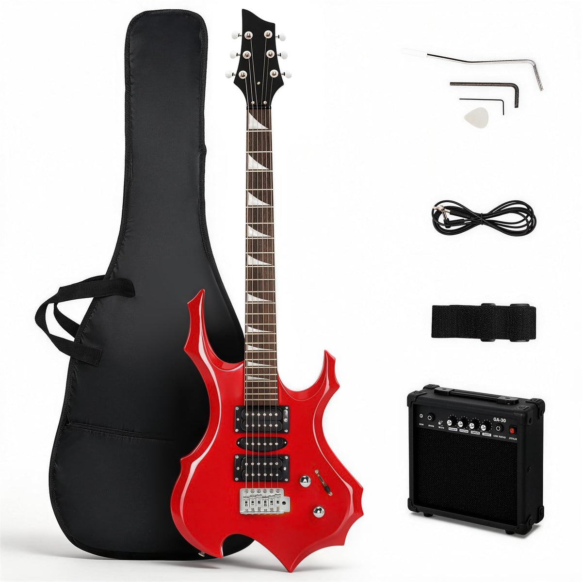 Red Electric Guitar Kit with Amplifier E527552