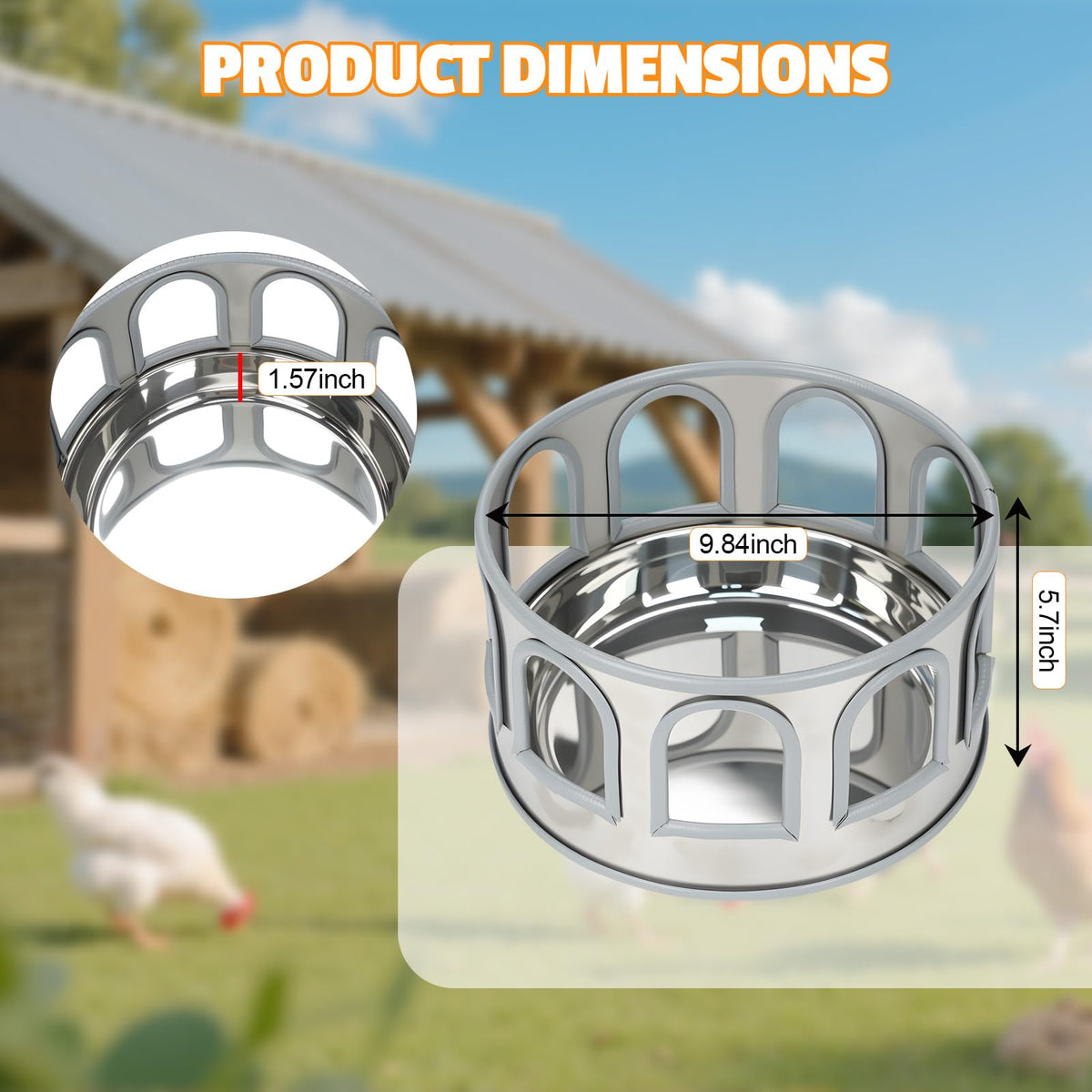 5 Gallon Stainless Steel Poultry Waterer Base with 9 Guarded Drinking Ports K2046