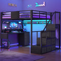 Full Size Loft Bed with Desk and Storage Stairs L524056