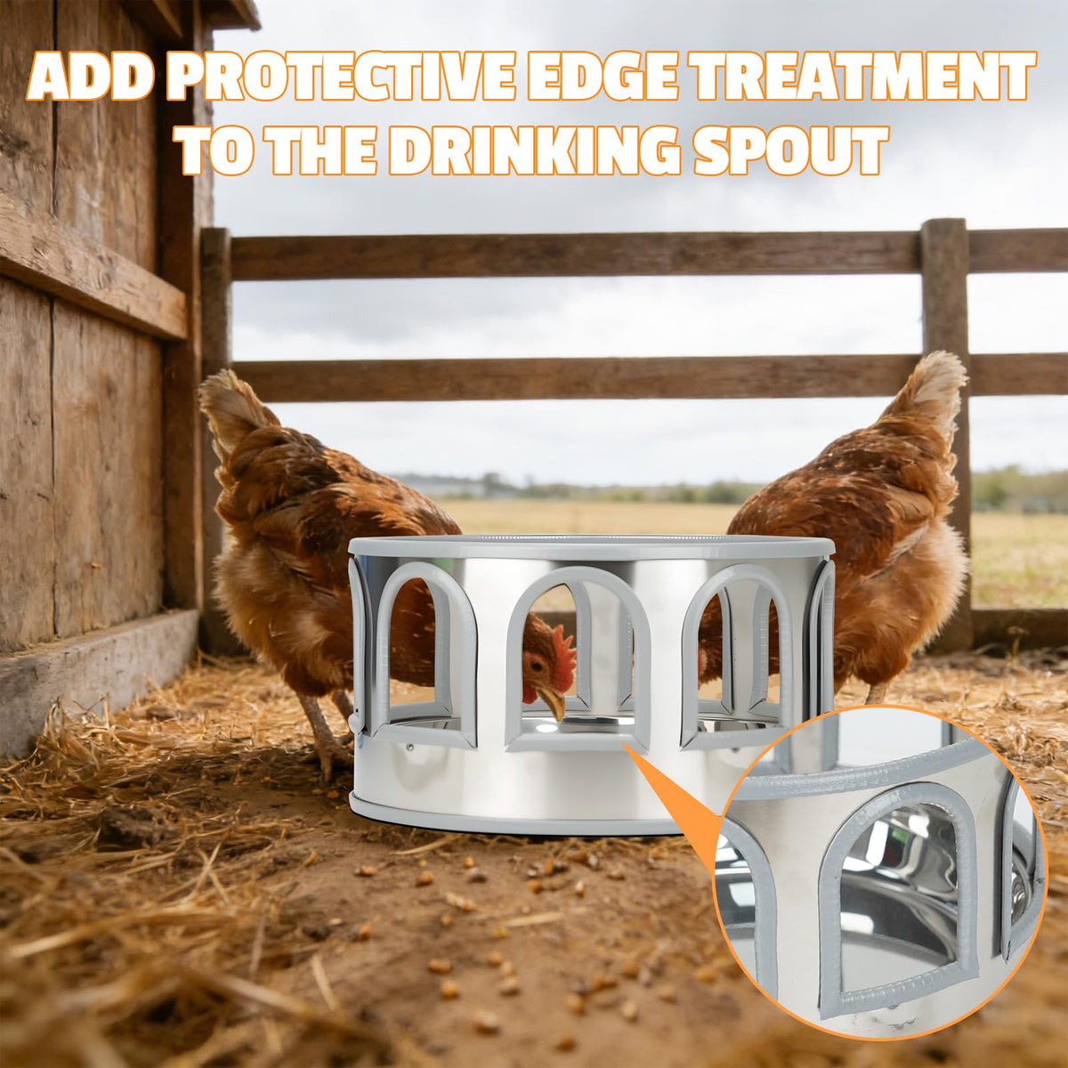 5 Gallon Stainless Steel Poultry Waterer Base with 9 Guarded Drinking Ports K2046