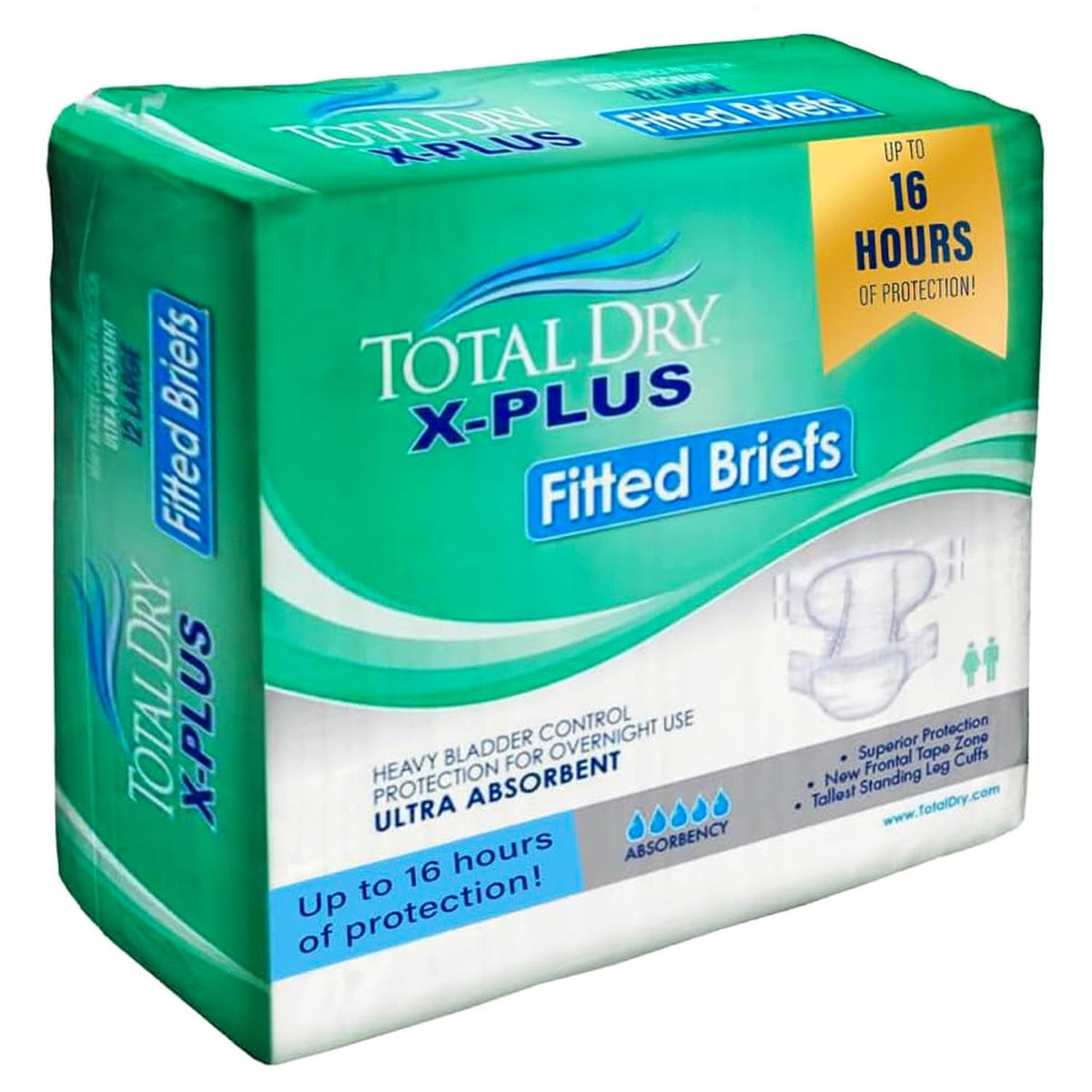 Plastic Backed Ultra Absorbent Fitted Incontinence Briefs Large 12 Count I16391