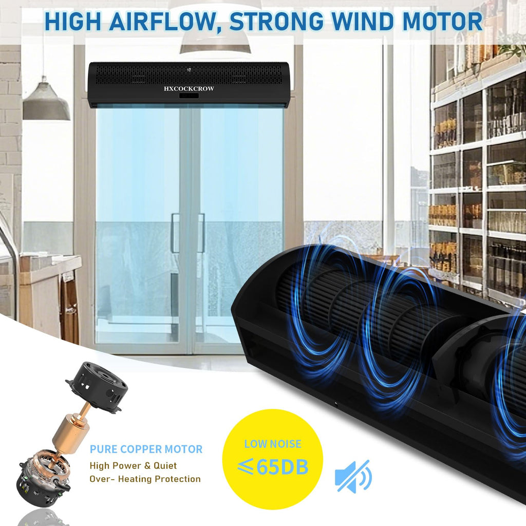 36 Inch Black Air Curtain with Door Magnetic Switch B51448