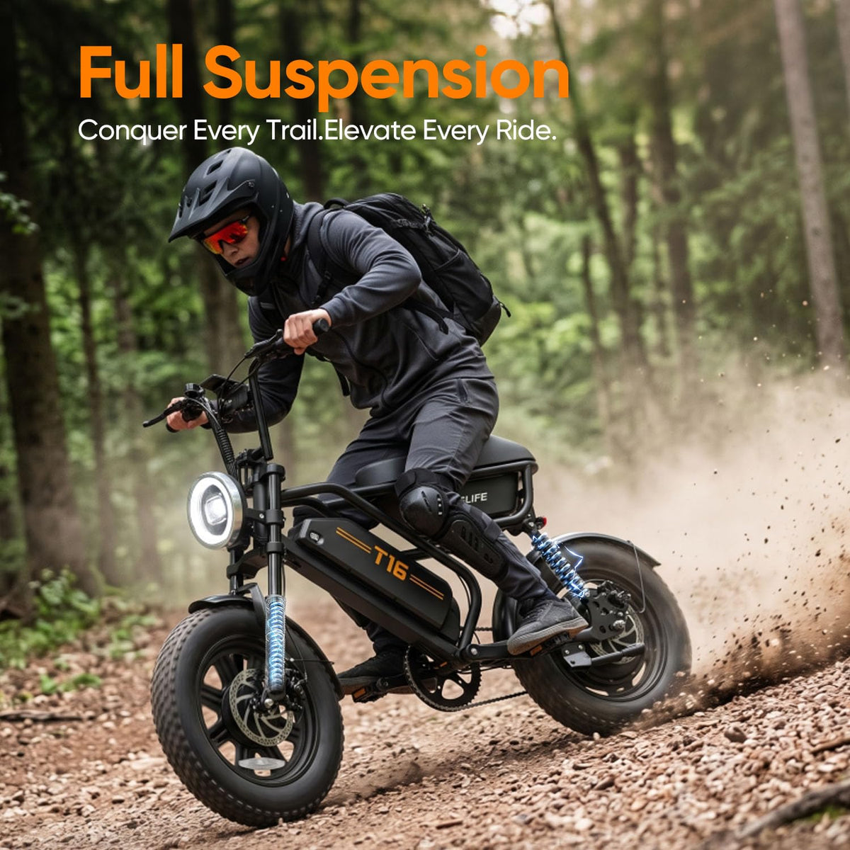 1000W Peak Electric Bike with 48V 13AH Battery, 16" Fat Tire I4348