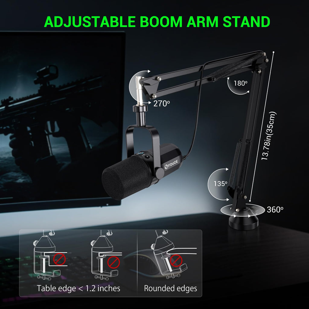 USB/XLR Dynamic Microphone Kit with Boom Arm T48939