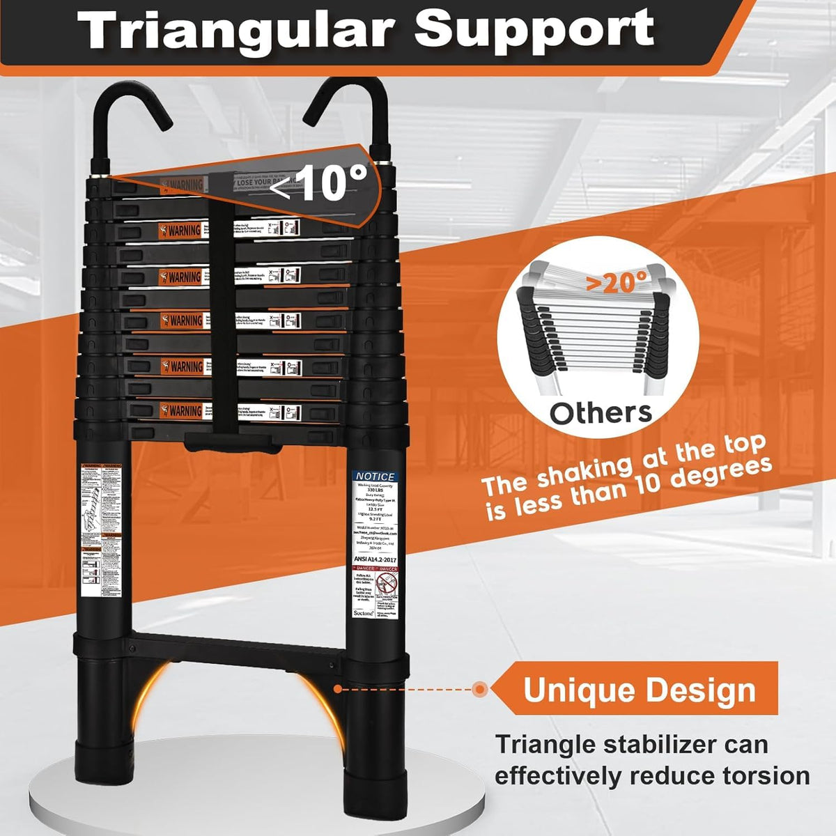 12.5FT Telescoping Extension Ladder S633