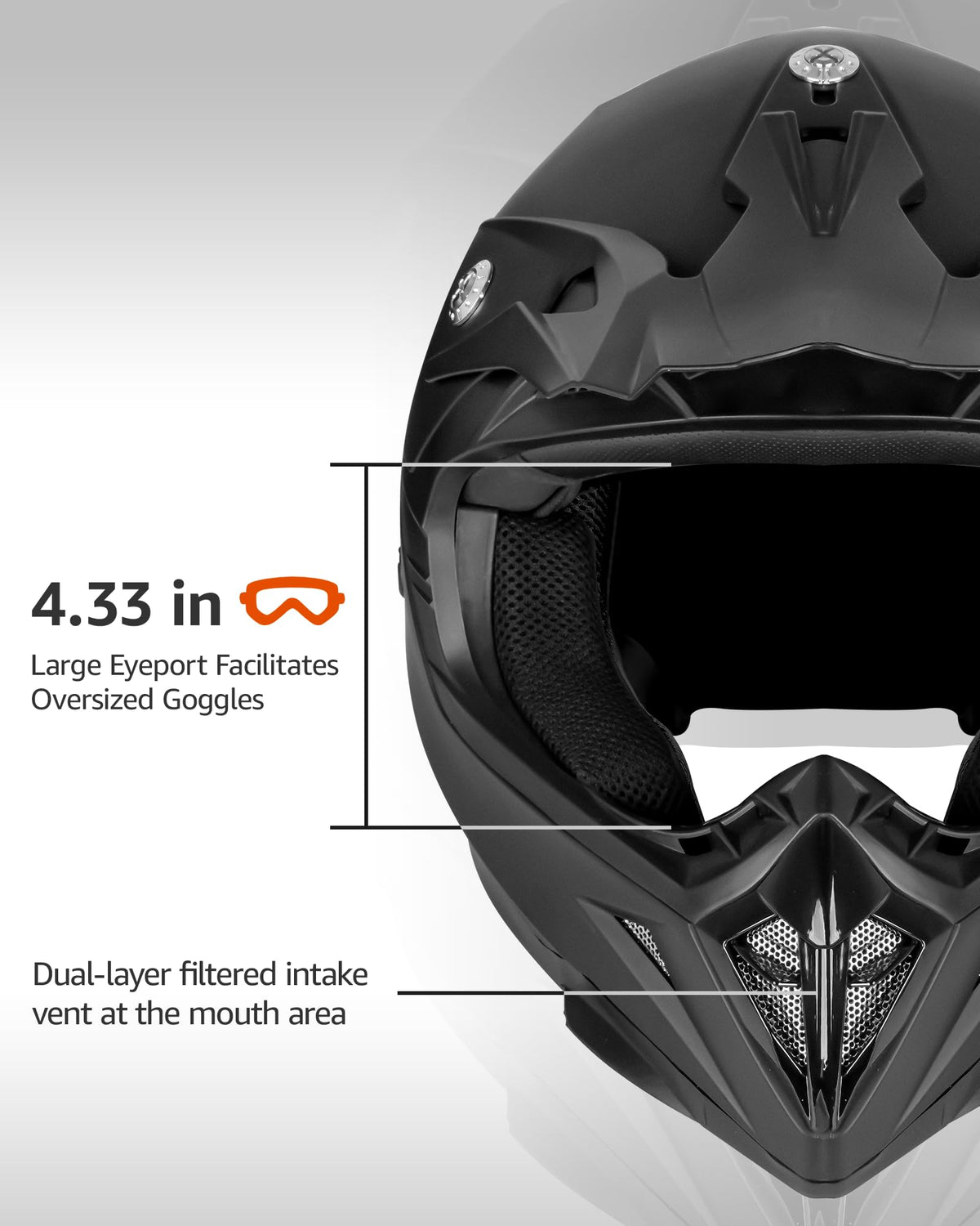 Black DOT Approved Ventilated Motocross Helmet N838992