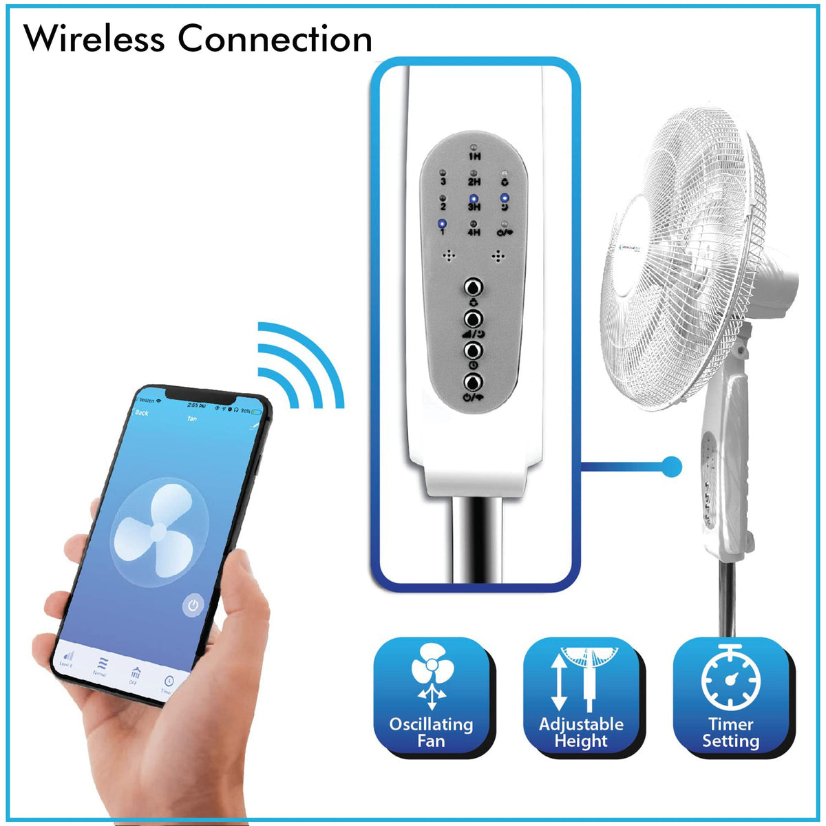 16” WIFI Enabled Oscillating Pedestal Fan Y327