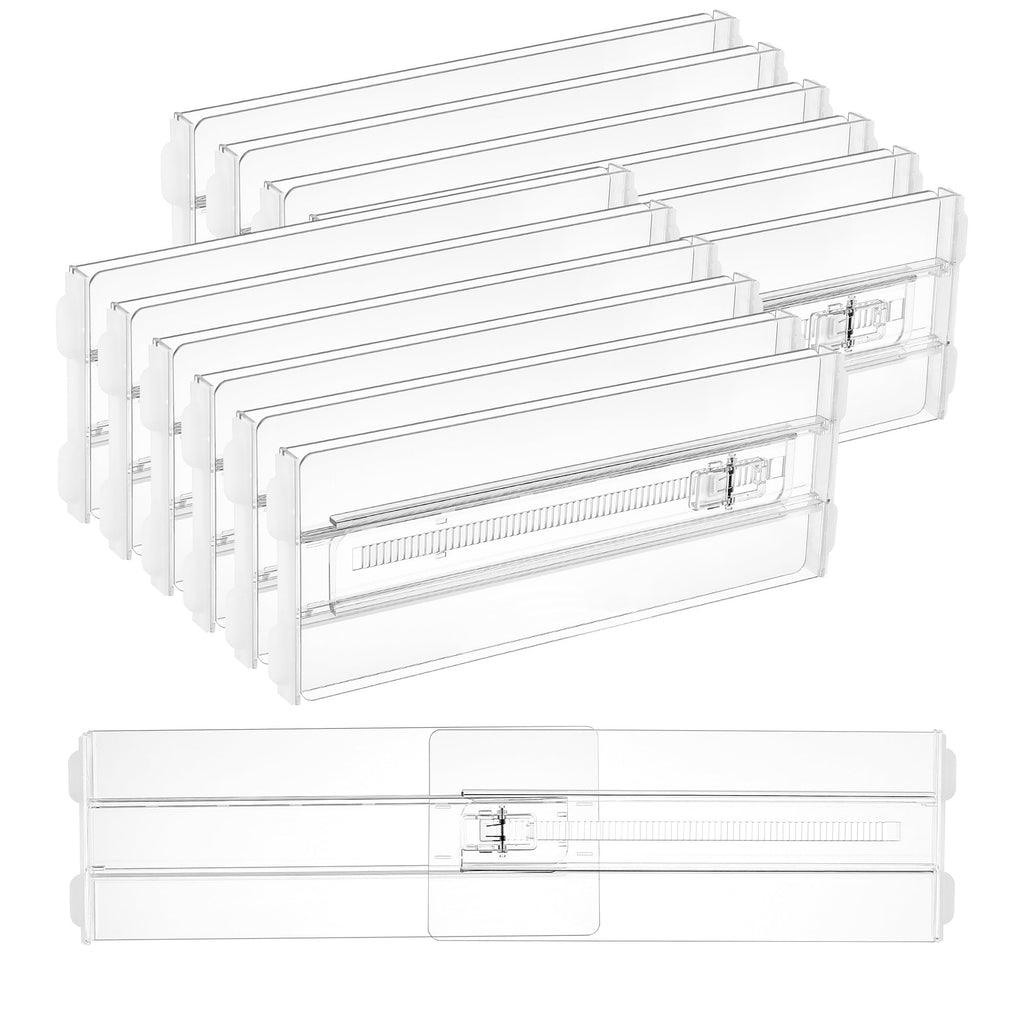 12 Pack Adjustable Clear Plastic Drawer Dividers L956