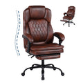Big and Tall Brown PU Leather Reclining Office Chair with Foot Rest D2081