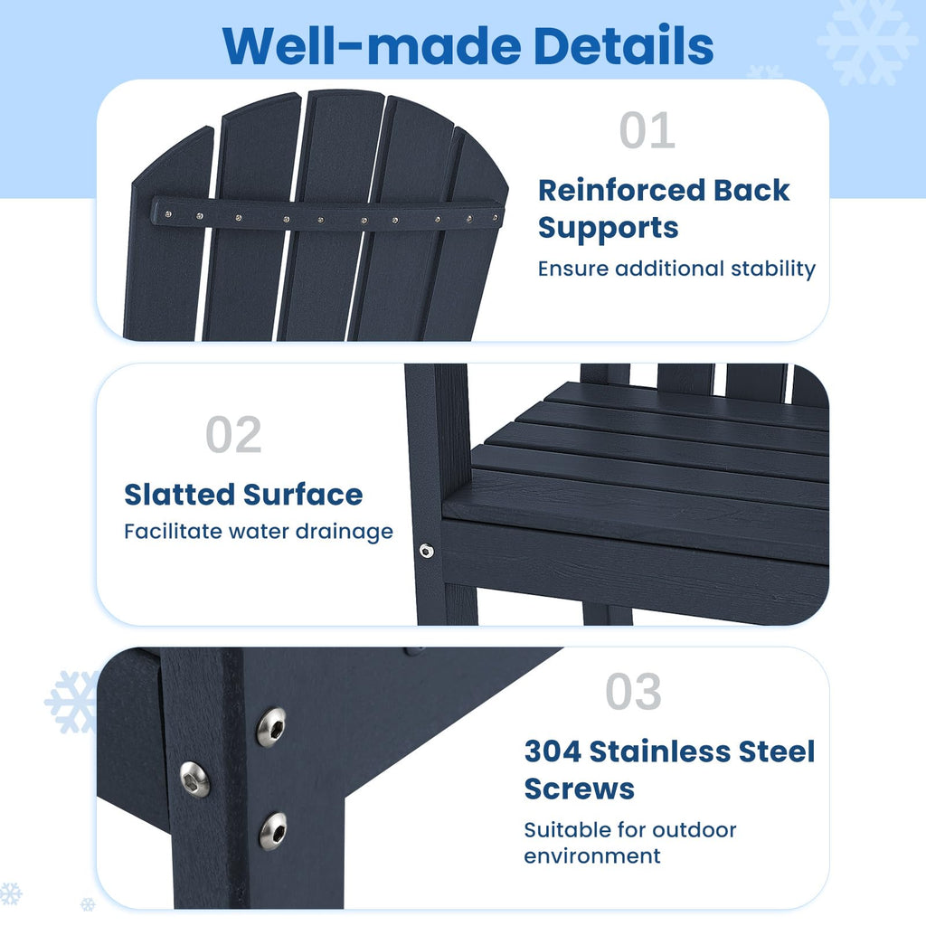 Navy Blue HDPE Resin Adirondack Chair C6674