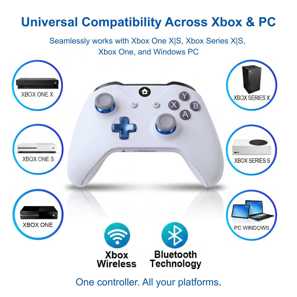 Wireless Controller for Xbox and PC with 1400mAh Battery, White I9076