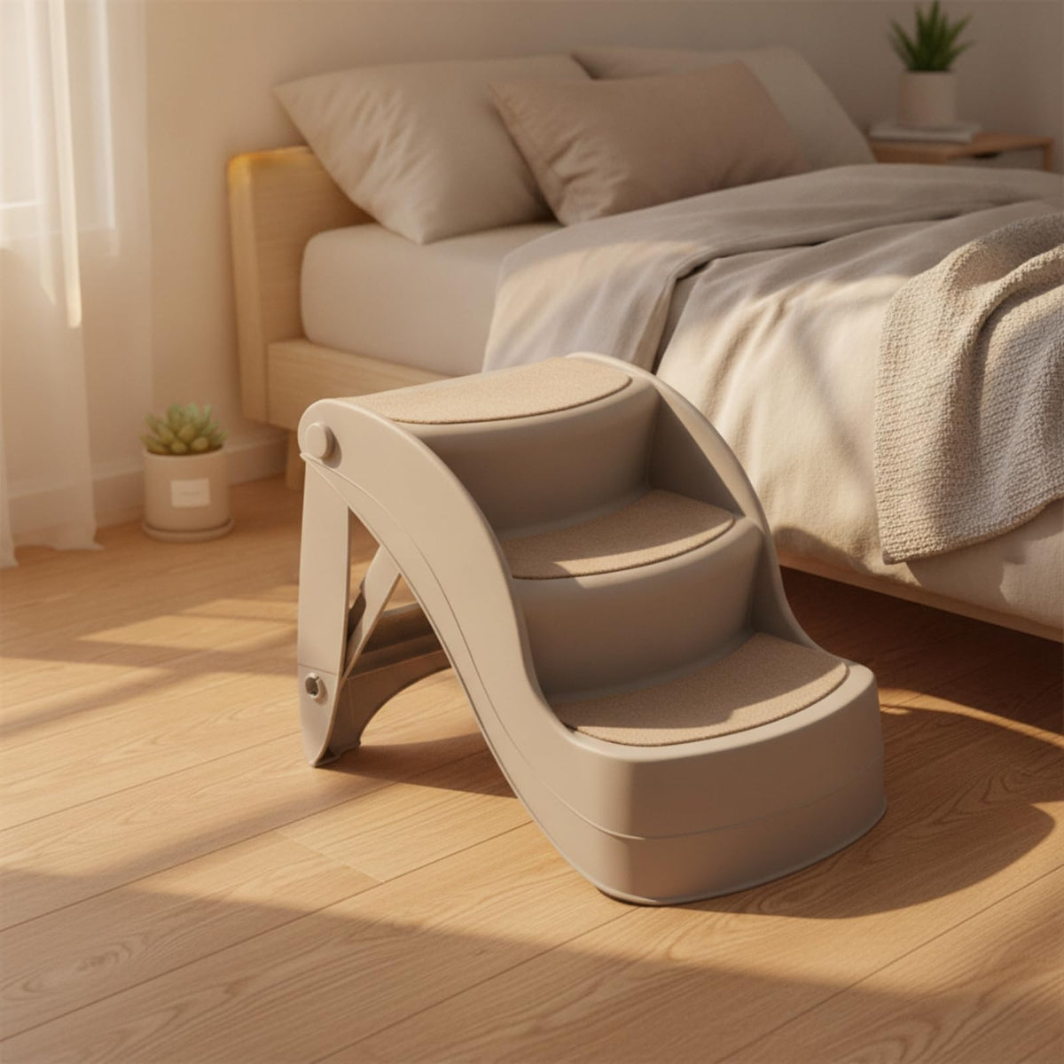 Three Step Pet Stairs with Non Slip Pads Lightweight PP Build O81680
