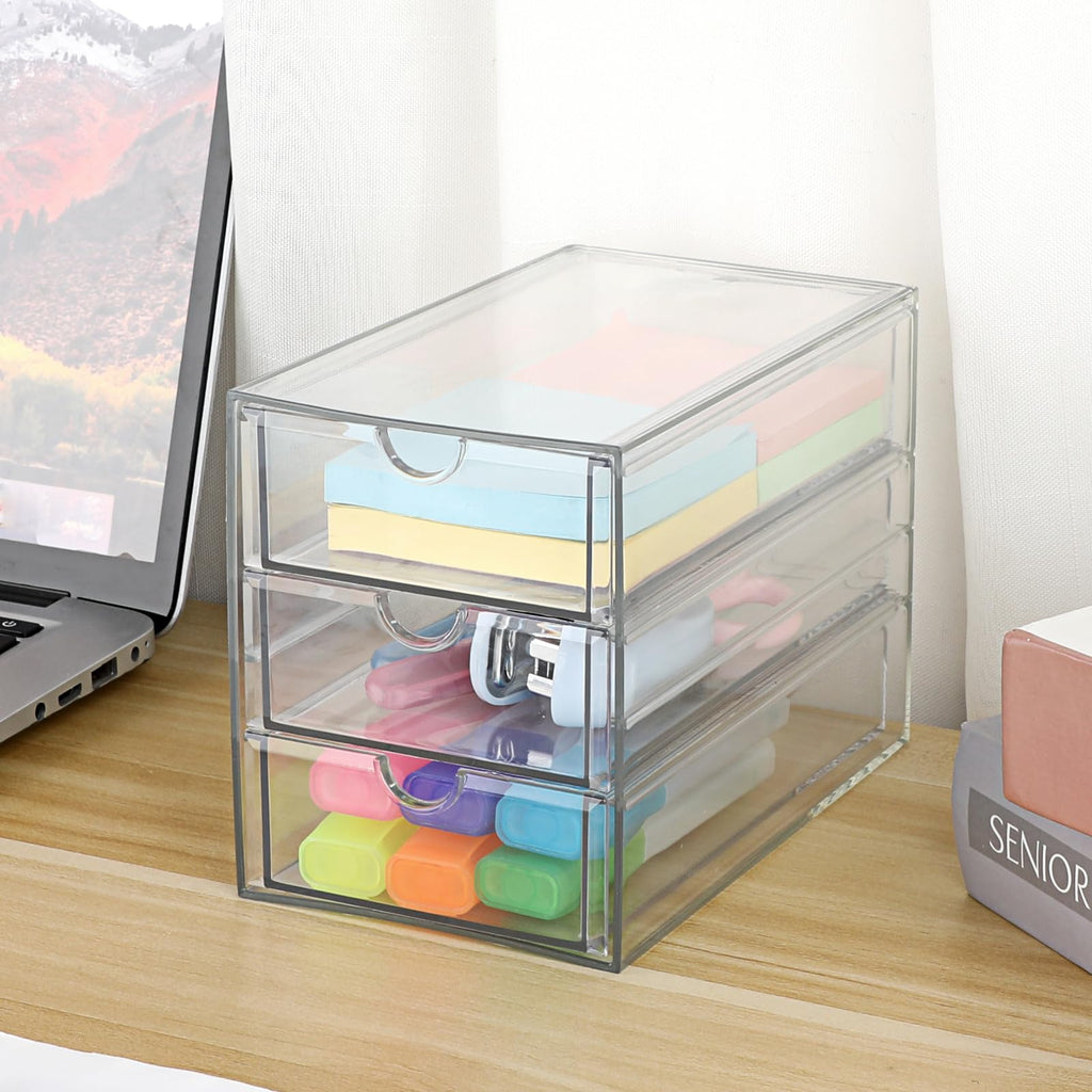 3 Drawer Clear Acrylic Desktop Organizer B603034