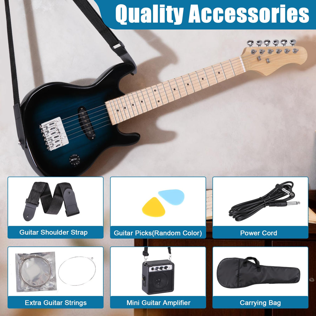 30 Inch Blue Kids Electric Guitar Beginner Kit with Amplifier X37830