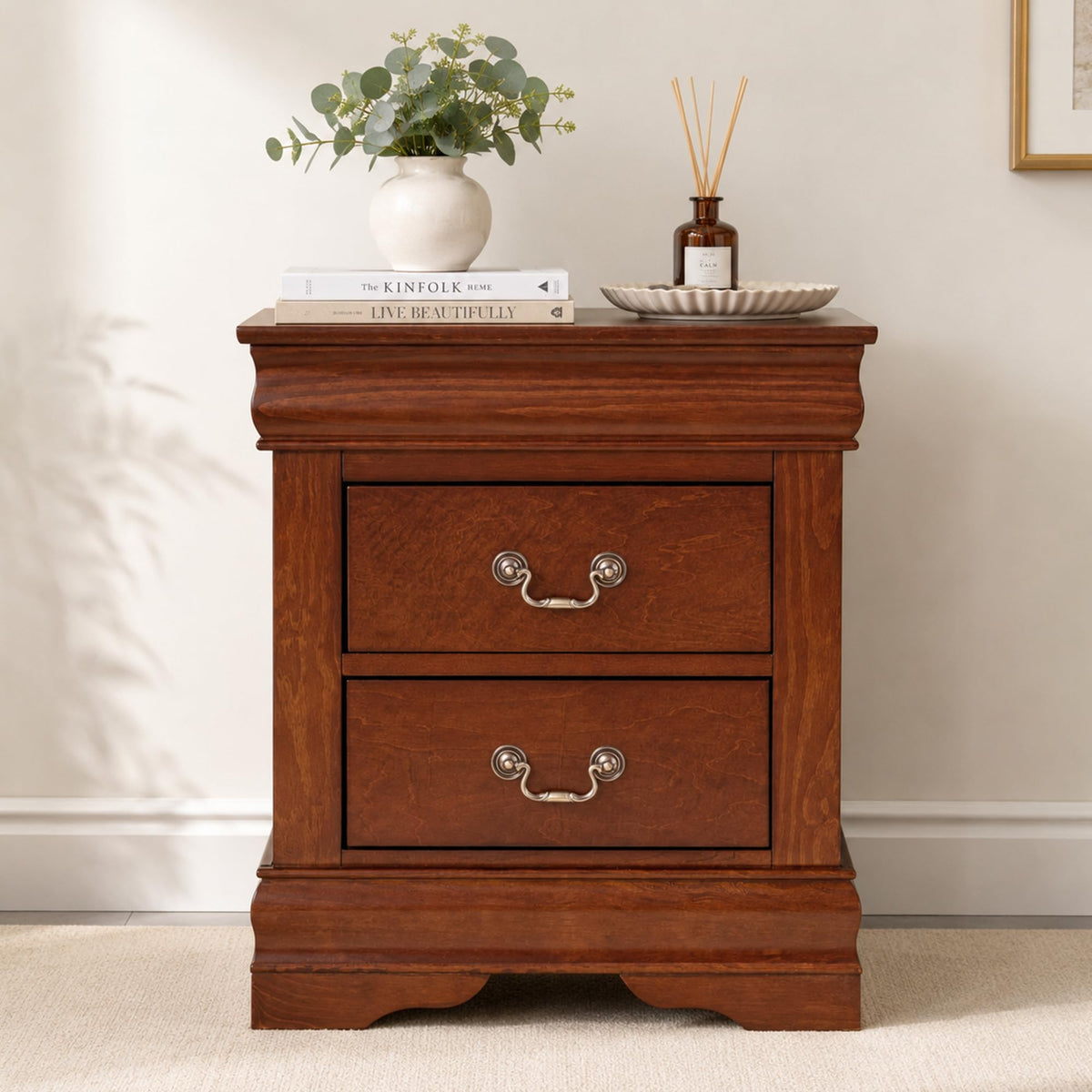 Solid Wood 2 Drawer Nightstand A306