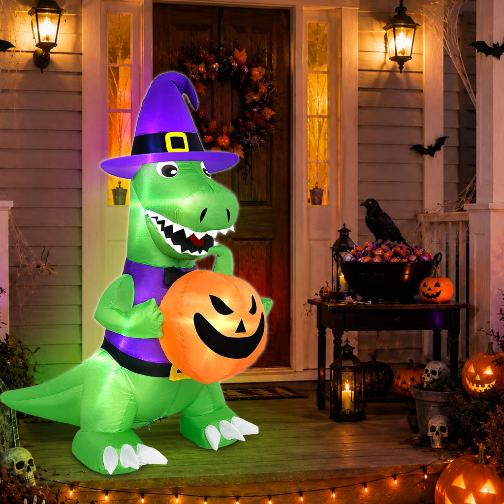 4 Ft Halloween Inflatables Witch Dinosaur R887452