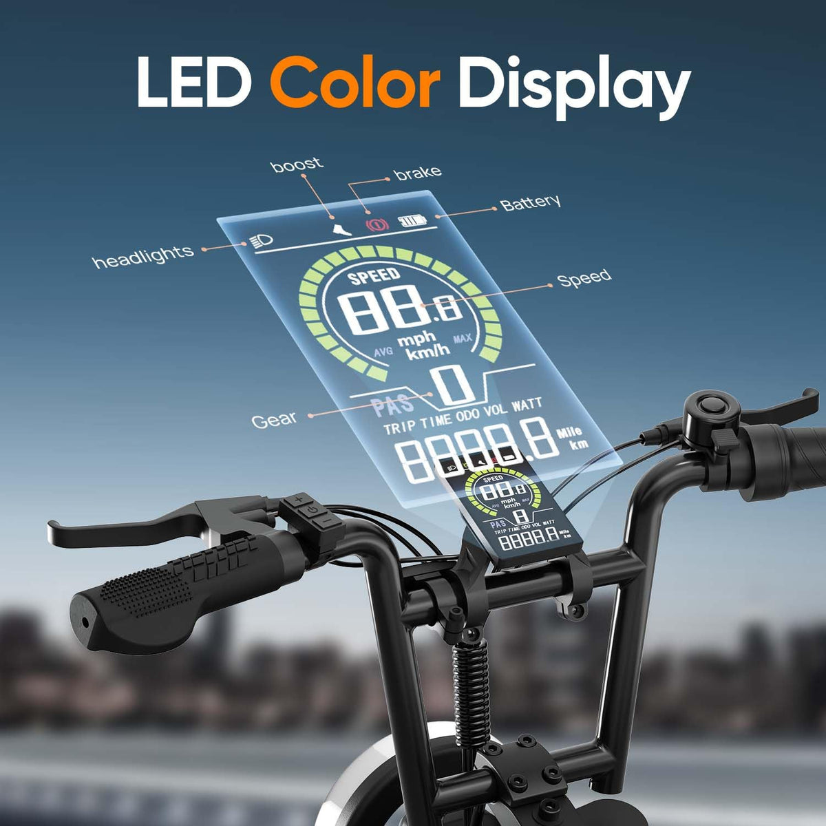 1000W Peak Electric Bike with 48V 13AH Battery, 16" Fat Tire I4348
