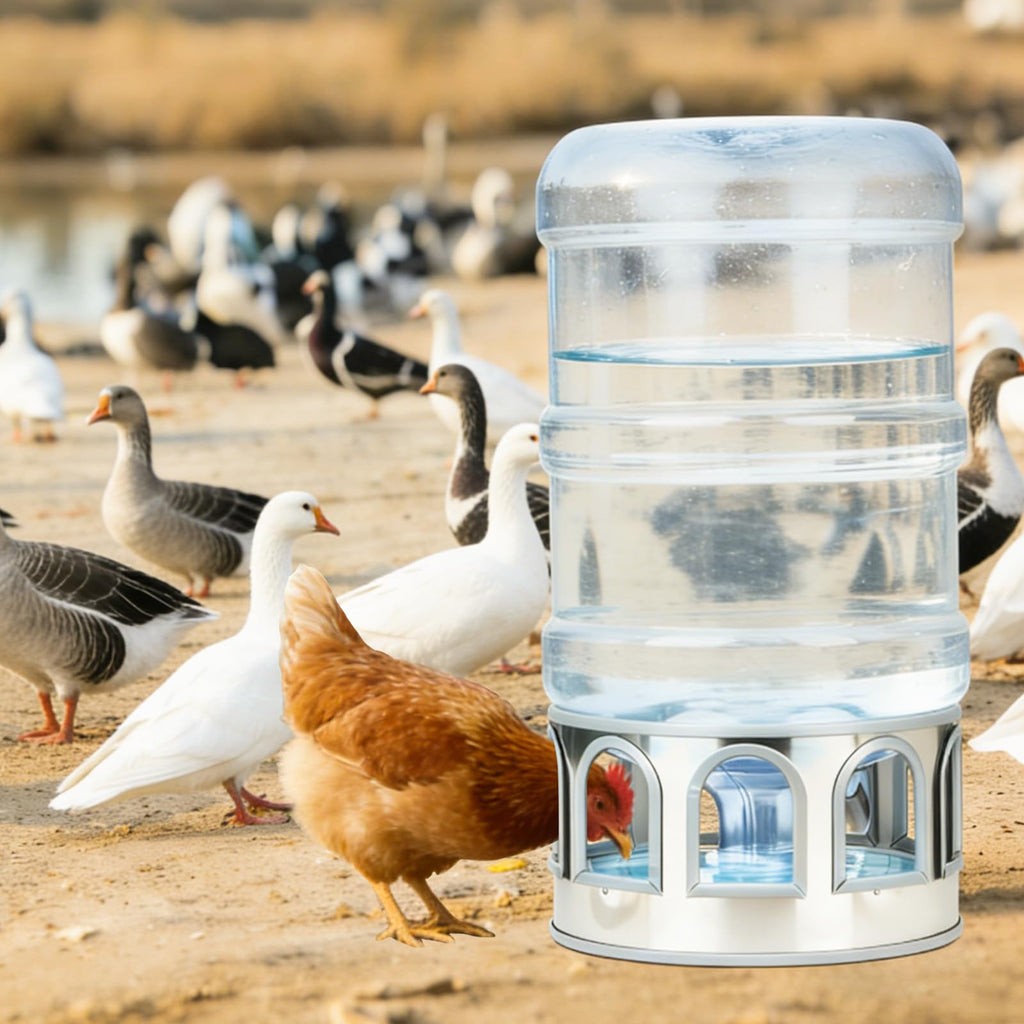 5 Gallon Stainless Steel Poultry Waterer Base with 9 Guarded Drinking Ports K2046