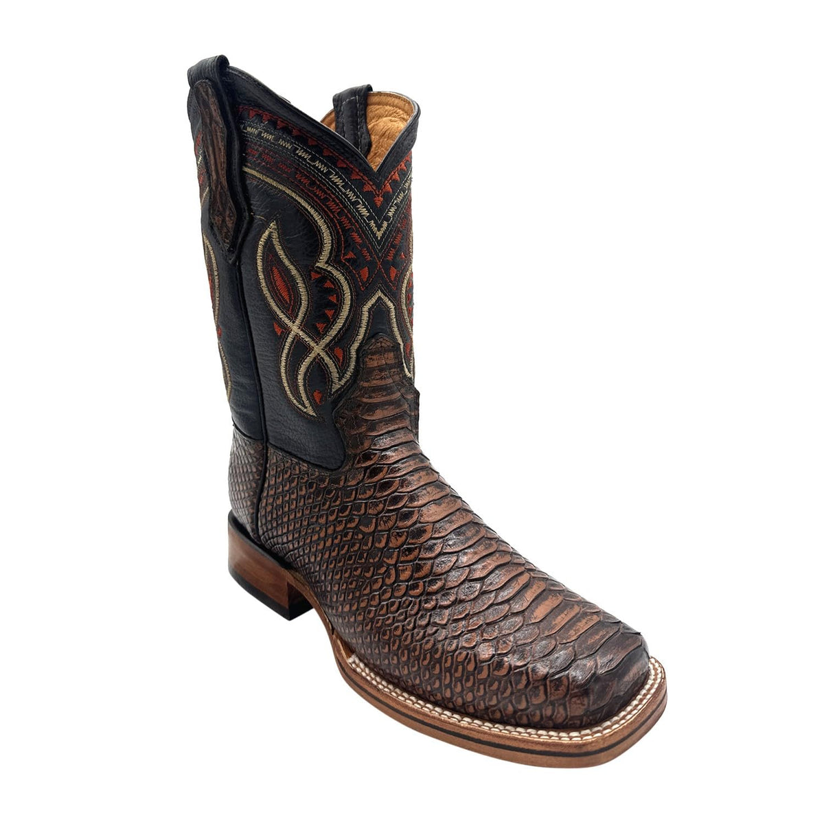 Mens Snakeskin Print Leather Western Boots M1885