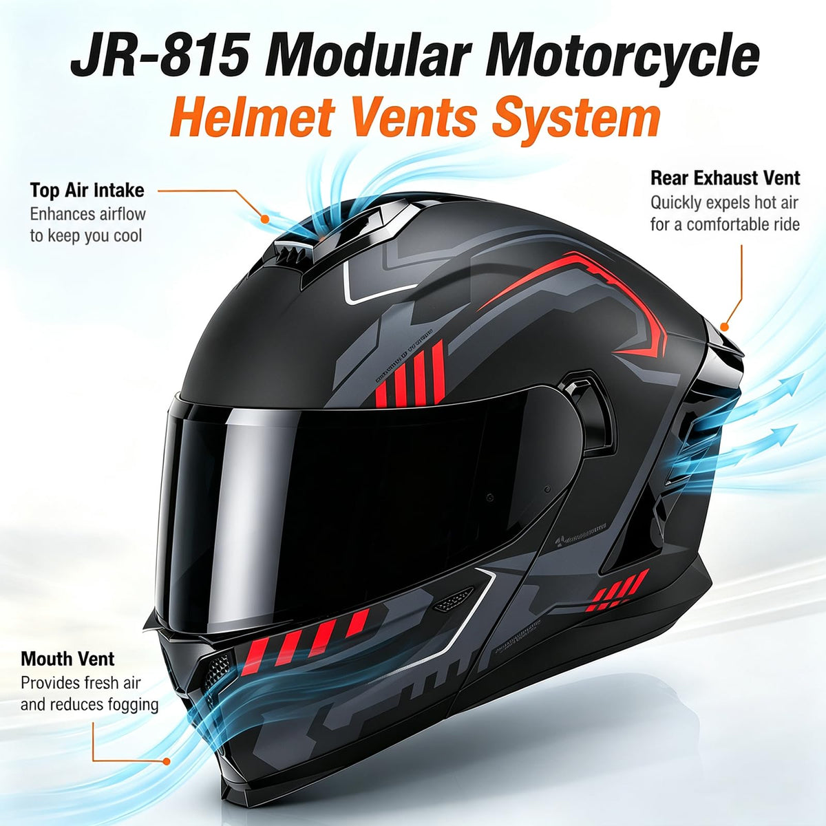 Dual Visor Flip up Modular Full Face Motorcycle Helmet I3998