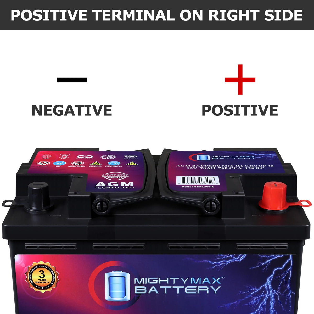 12V 70AH 760CCA Replacement Battery Z302