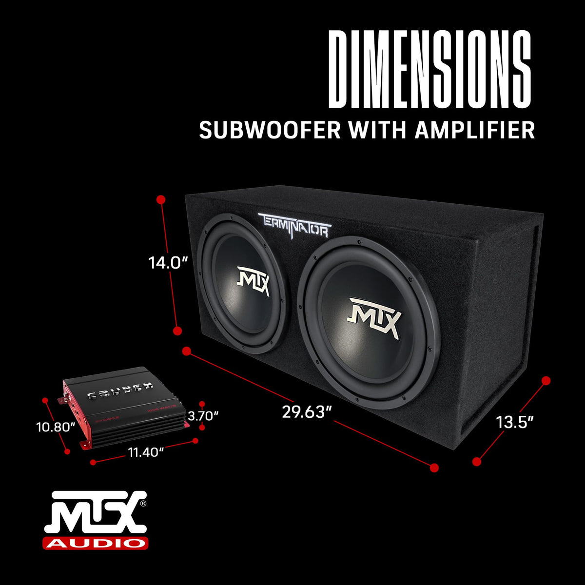1000 Watt 2 Channel Amplifier with 12 Inch Subwoofer Enclosure P566