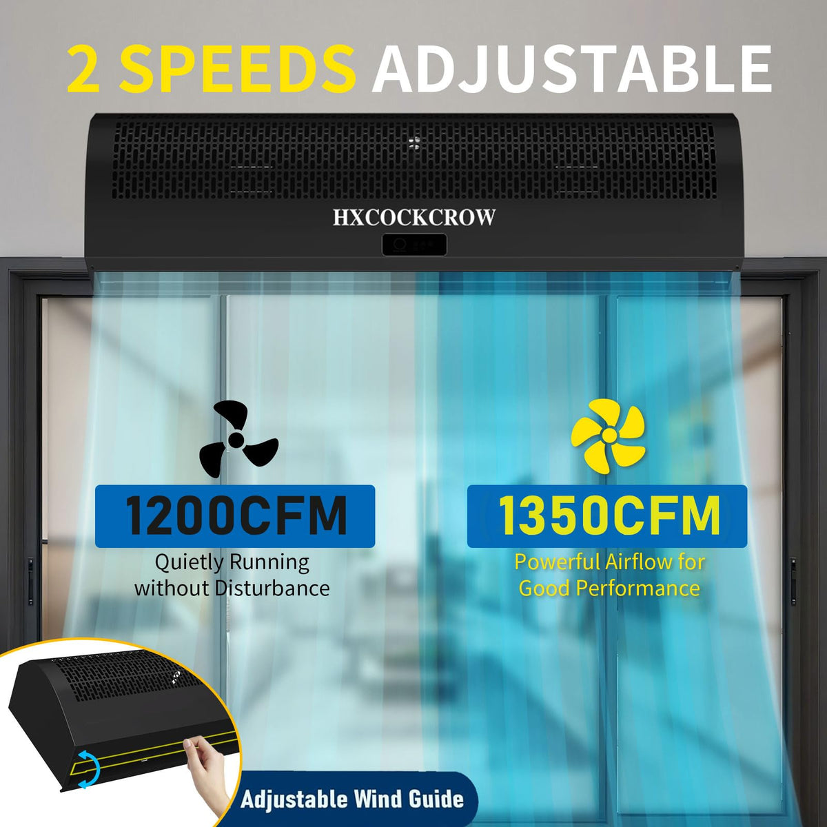 36 Inch Black Air Curtain with Door Magnetic Switch B51448