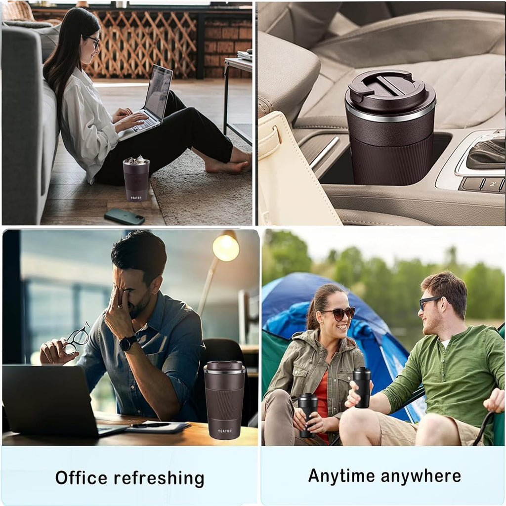 16 oz Stainless Steel Insulated Travel Coffee Mug with Lid N4401