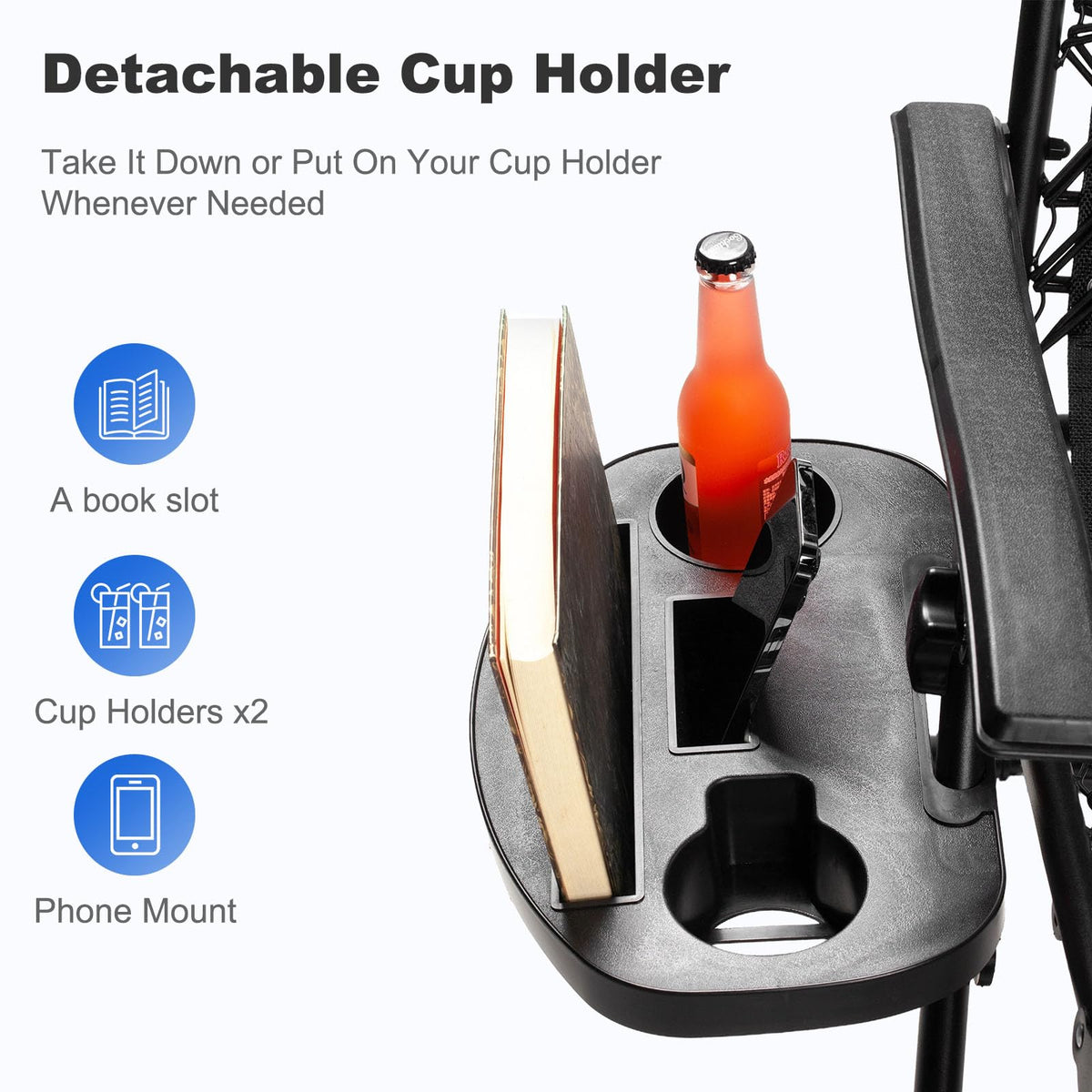 Set of 2 Adjustable Steel Mesh Zero Gravity Lounge Chairs with Pillow and Cup Holder V56868