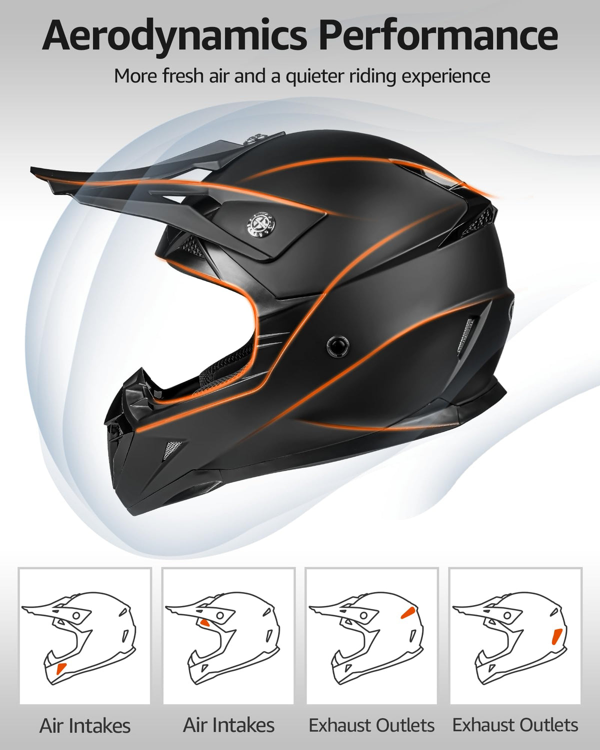 Black DOT Approved Ventilated Motocross Helmet N838992